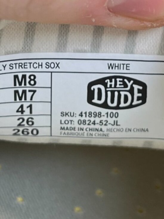 Hey Dude Wally Stretch Sox Mens Size 8 White Athletic Walking Slip On Shoes